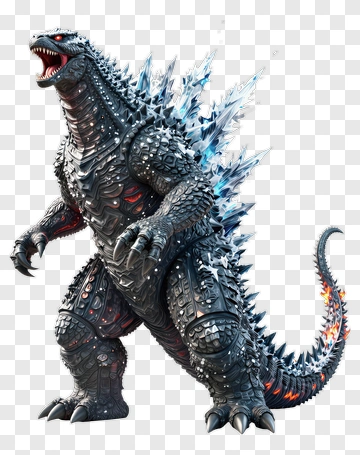 3D Godzilla Monster With Spikes PNG