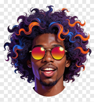 Man With Colorful Curly Hair And Sunglasses PNG