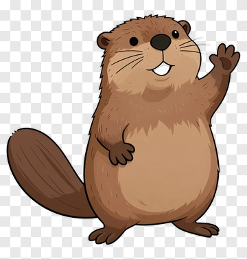 Cartoon Beaver Waving Hello PNG