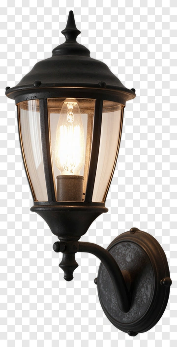 Wall-Mounted Lantern With Glass Shade PNG