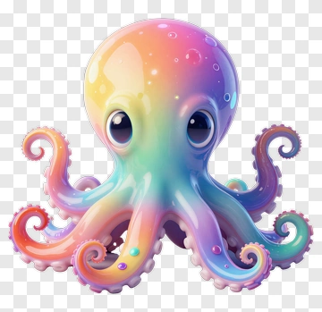 Colorful Cartoon Octopus PNG