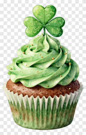 St. Patrick's Day Cupcake With Green Frosting PNG