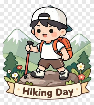 Cartoon Boy Hiking On Hiking Day PNG