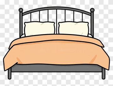 Cartoon Bed With Blankets And Pillows PNG