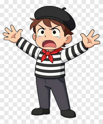 Cartoon Boy In Striped Shirt And Beret PNG