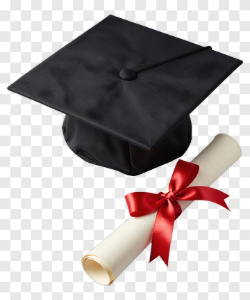 Graduation Cap And Diploma With Red Ribbon PNG