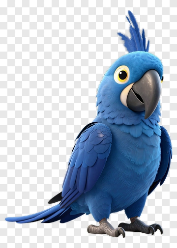 3D Blue Parrot PNG