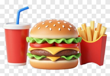 Delicious Hamburger With Fries And Drink PNG