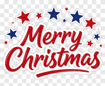 Merry Christmas Greeting With Stars PNG