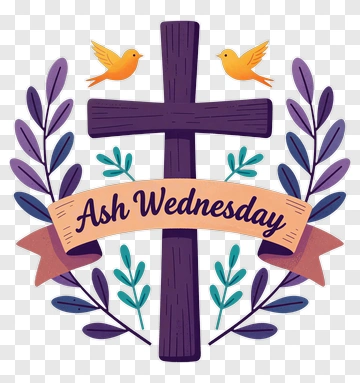 Ash Wednesday Cross With Birds And Leaves PNG