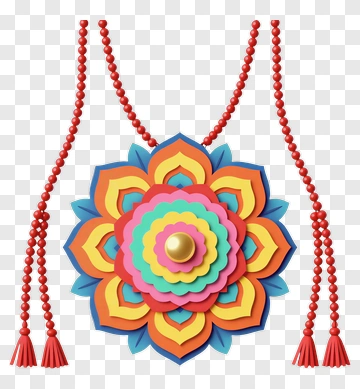 Colorful Decorative Necklace With Floral Design PNG