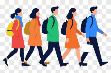 Group Of People Walking Together PNG