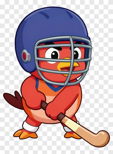 Cartoon Bird Playing Hockey PNG