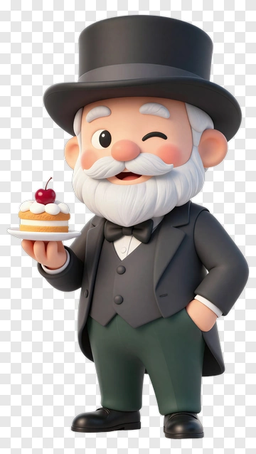 Cartoon Chef Holding A Cake PNG