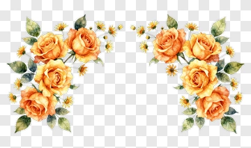 Orange Roses And Daisies Floral Arrangement PNG