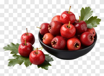 Red Hawthorn Berries In A Black Bowl PNG