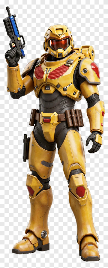 3D Sci-Fi Soldier Holding A Gun PNG