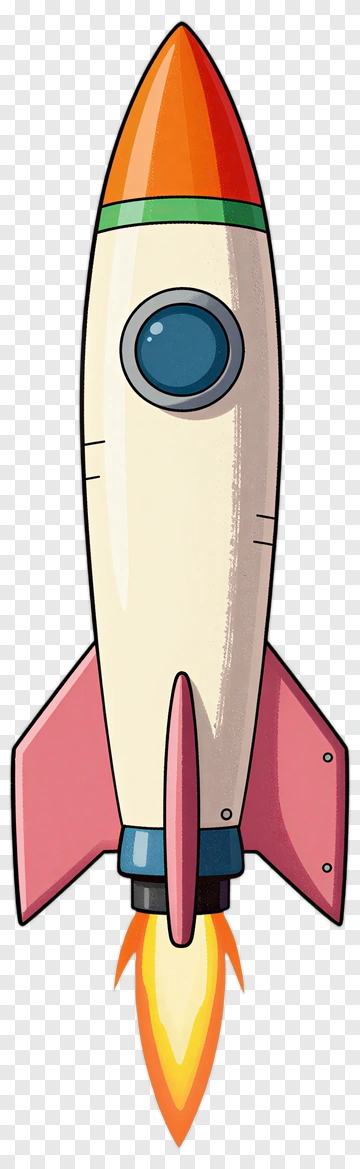 Cartoon Rocket With Flames PNG