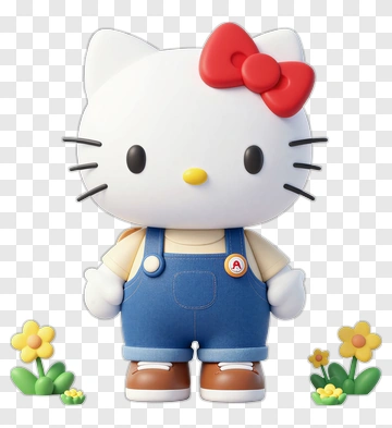 Hello Kitty Character With Flowers PNG