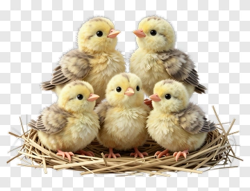 Cute Chicks In A Nest PNG