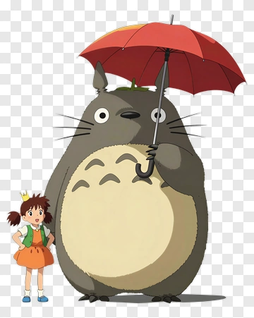 Totoro Holding An Umbrella With Girl PNG