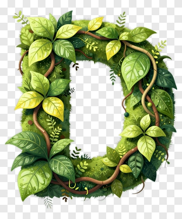 Leafy Letter D PNG