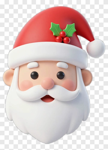 Cartoon Santa Claus Face With Red Hat PNG