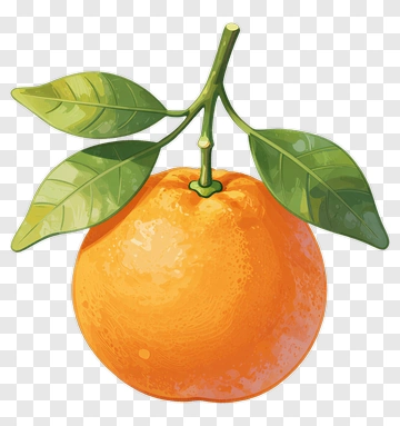 Orange With Leaves PNG
