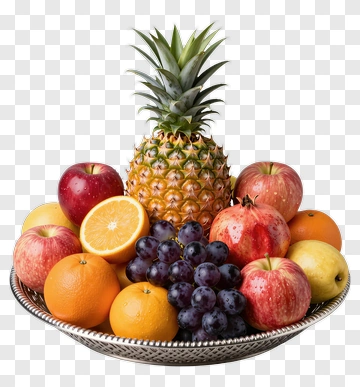 Fruit Basket With Pineapple And Assorted Fruits PNG