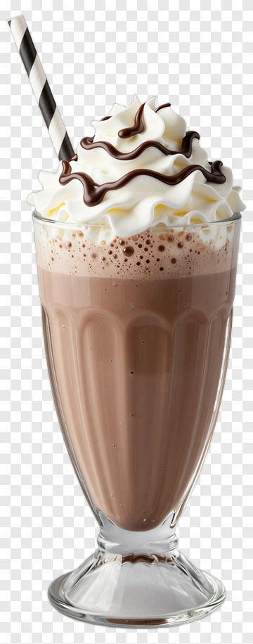 Chocolate Milkshake With Whipped Cream And Straw PNG