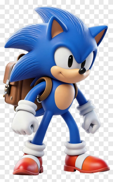 3D Blue Hedgehog Character With Backpack PNG