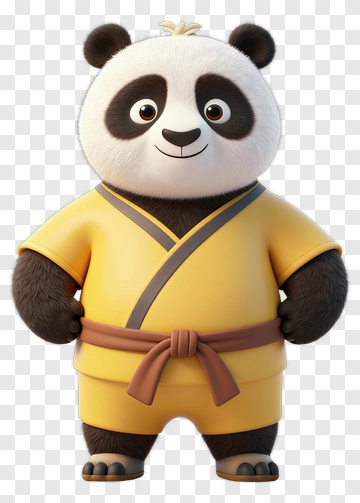 Cartoon Panda Wearing A Yellow Kimono PNG