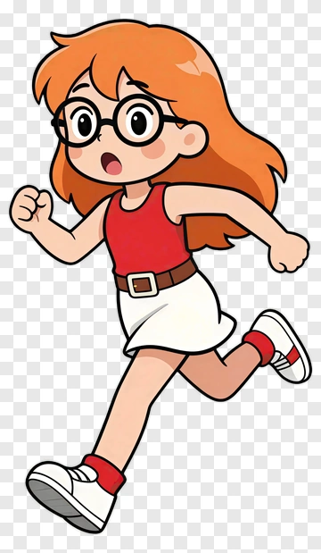 Cartoon Girl Running PNG
