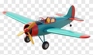 3D Airplane With Colorful Design PNG