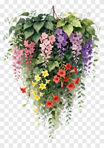 Colorful Hanging Flower Arrangement PNG
