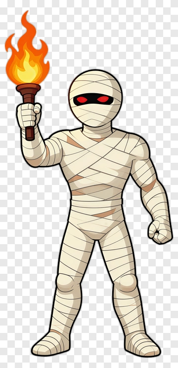 Cartoon Mummy Holding A Torch PNG