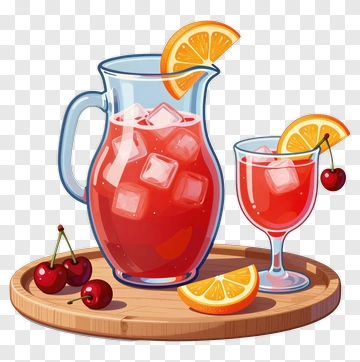 Refreshing Fruit Punch In A Pitcher And Glass PNG