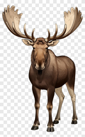 Cartoon Moose With Large Antlers PNG