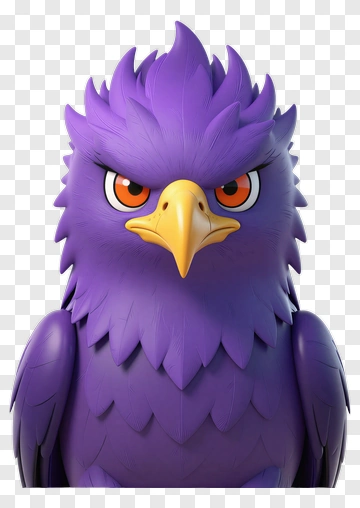 3D Purple Cartoon Bird PNG
