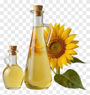 Sunflower Oil In Glass Bottles With Sunflower PNG