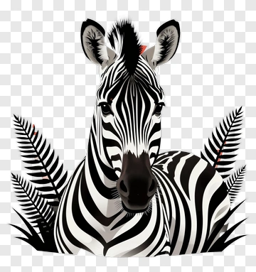 Zebra Surrounded By Ferns PNG