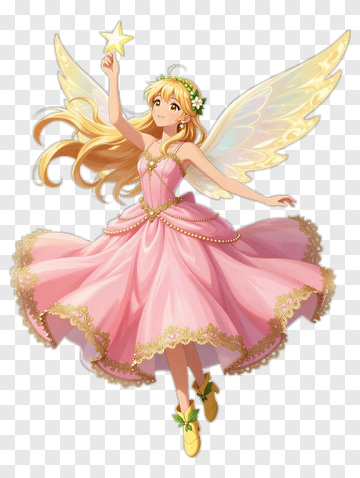 Cartoon Fairy Holding A Star PNG