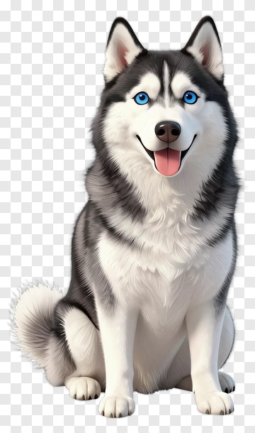 Cartoon Siberian Husky Sitting PNG