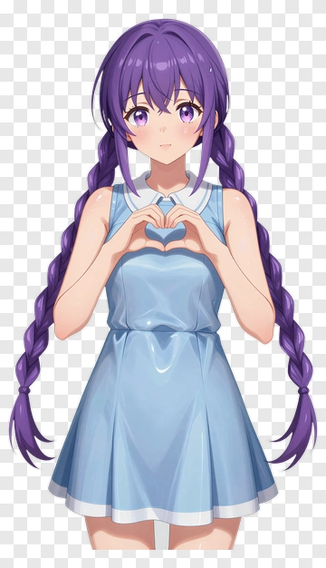 Anime Girl Making A Heart Gesture PNG