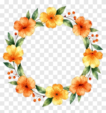 Colorful Floral Wreath PNG