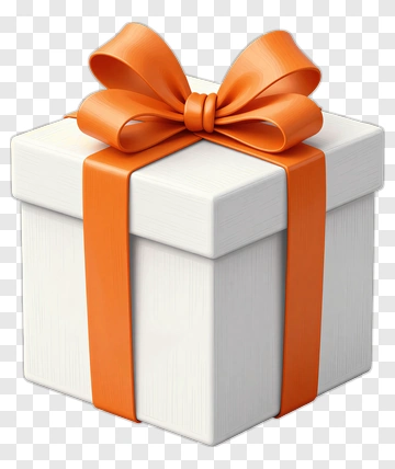 White Gift Box With Orange Ribbon PNG