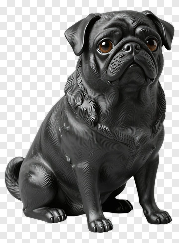 Black Pug Figurine PNG