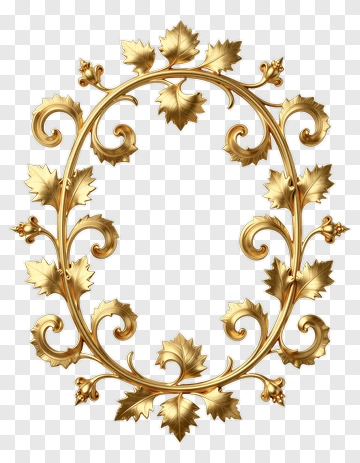 Ornate Gold Leaf Frame PNG