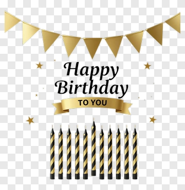 Happy Birthday Celebration With Candles And Banners PNG