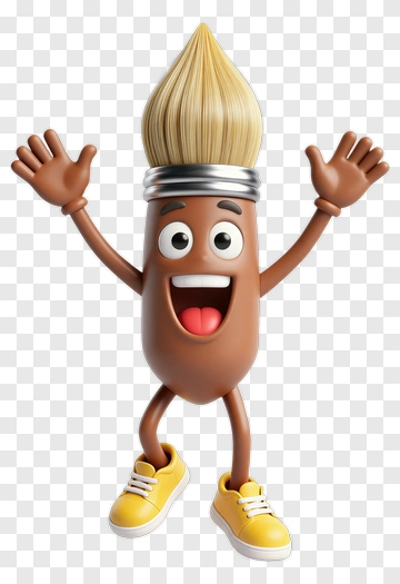 Cartoon Paintbrush Character Smiling And Waving PNG